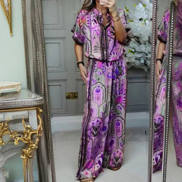 Sasha™ – Women’s Printed Top & Wide-Leg Pants 2-Piece Set