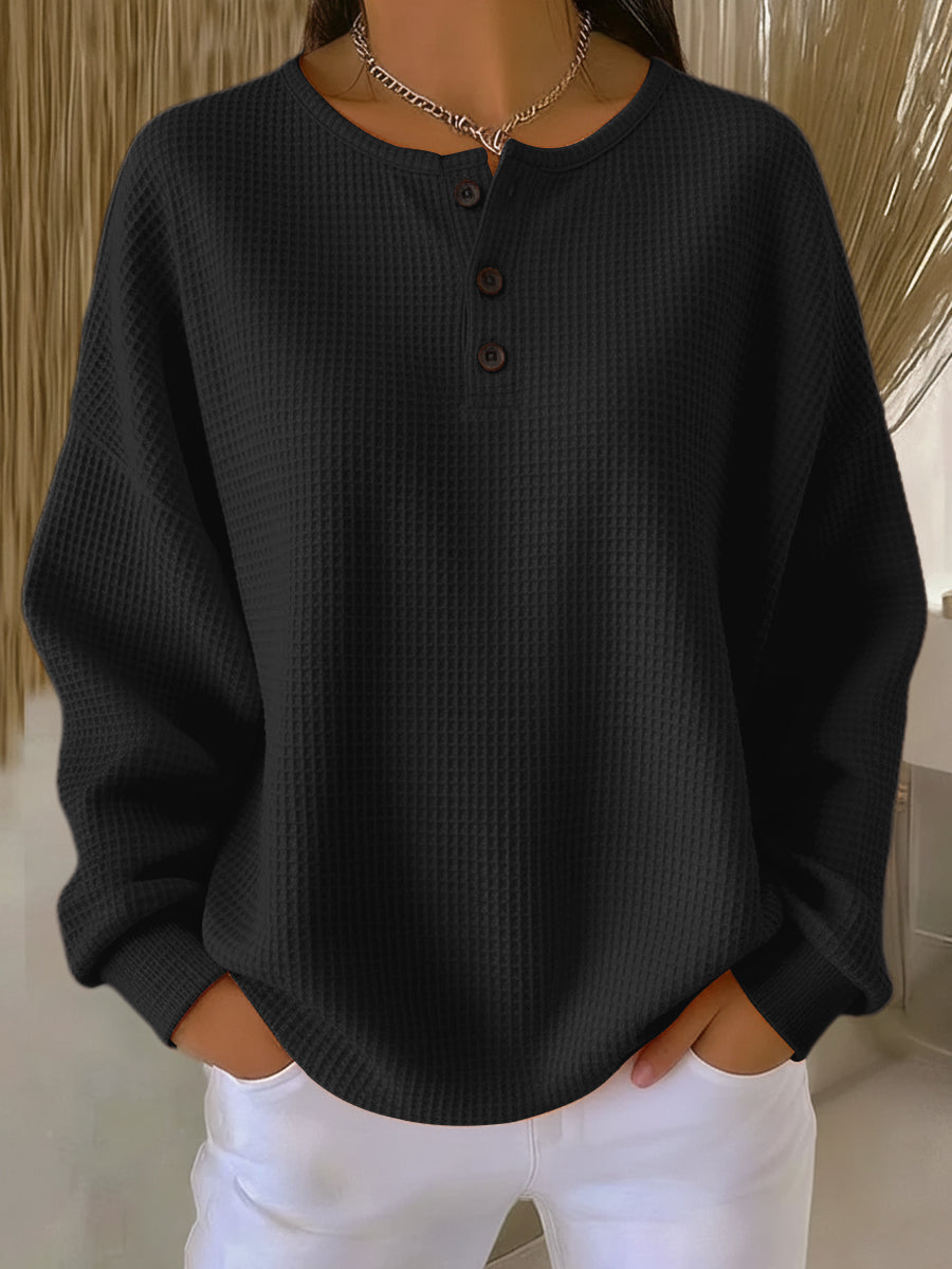 Isabella | Cozy Waffle Knit Henley