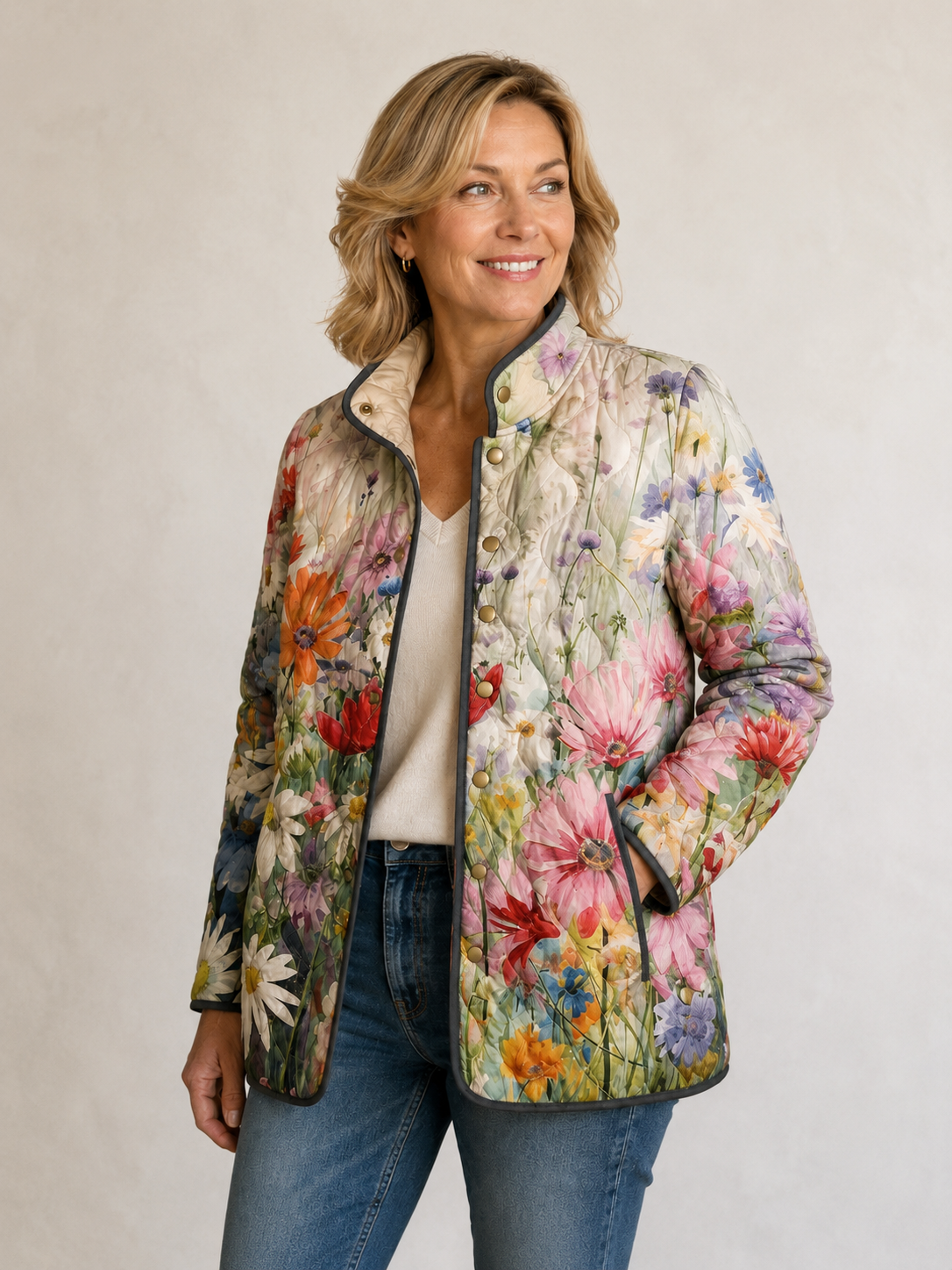 Judy Whimsical Floral Quilted Jacket
