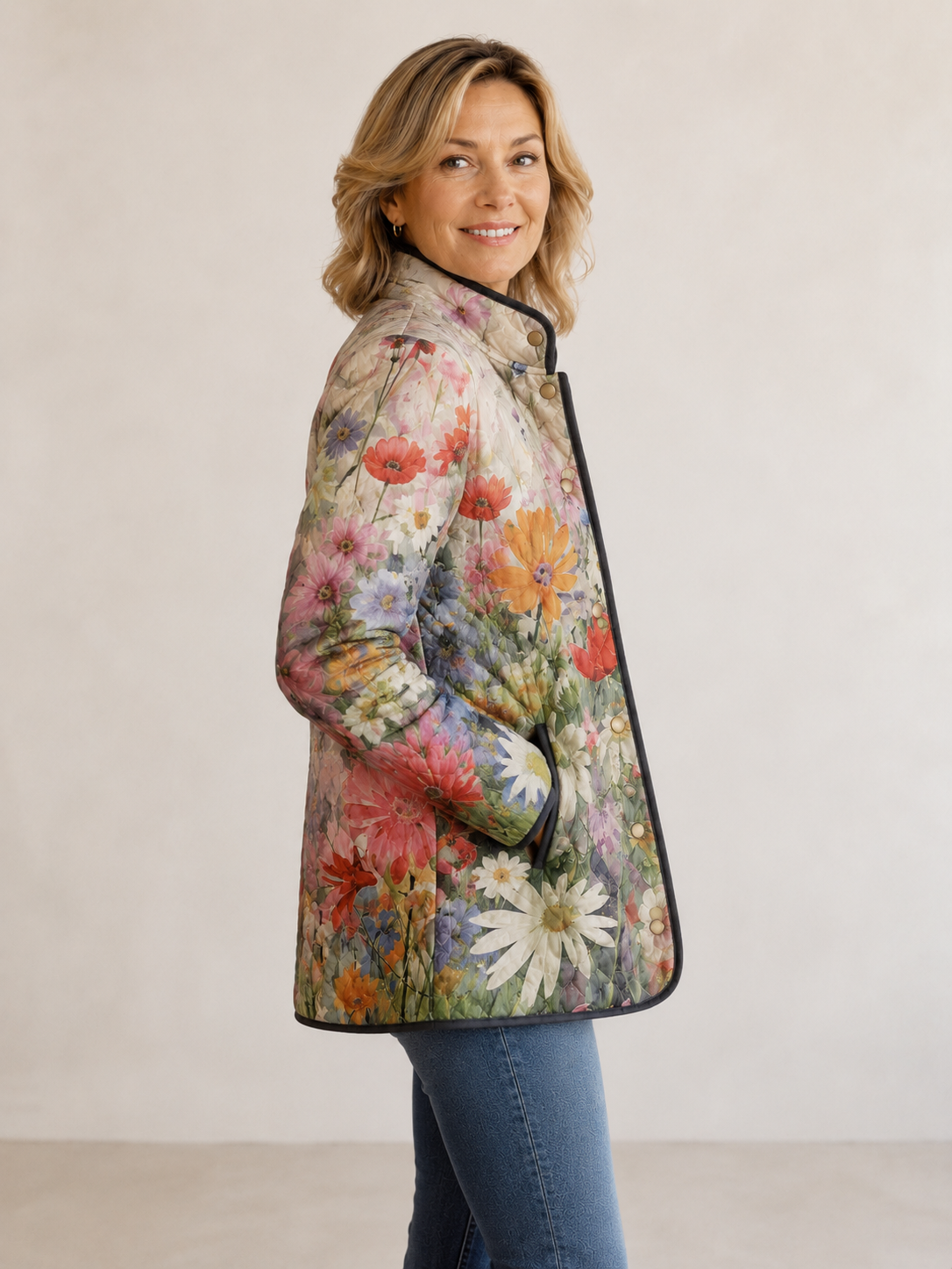 Judy Whimsical Floral Quilted Jacket