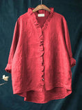 Colette Ruffle Linen Blouse