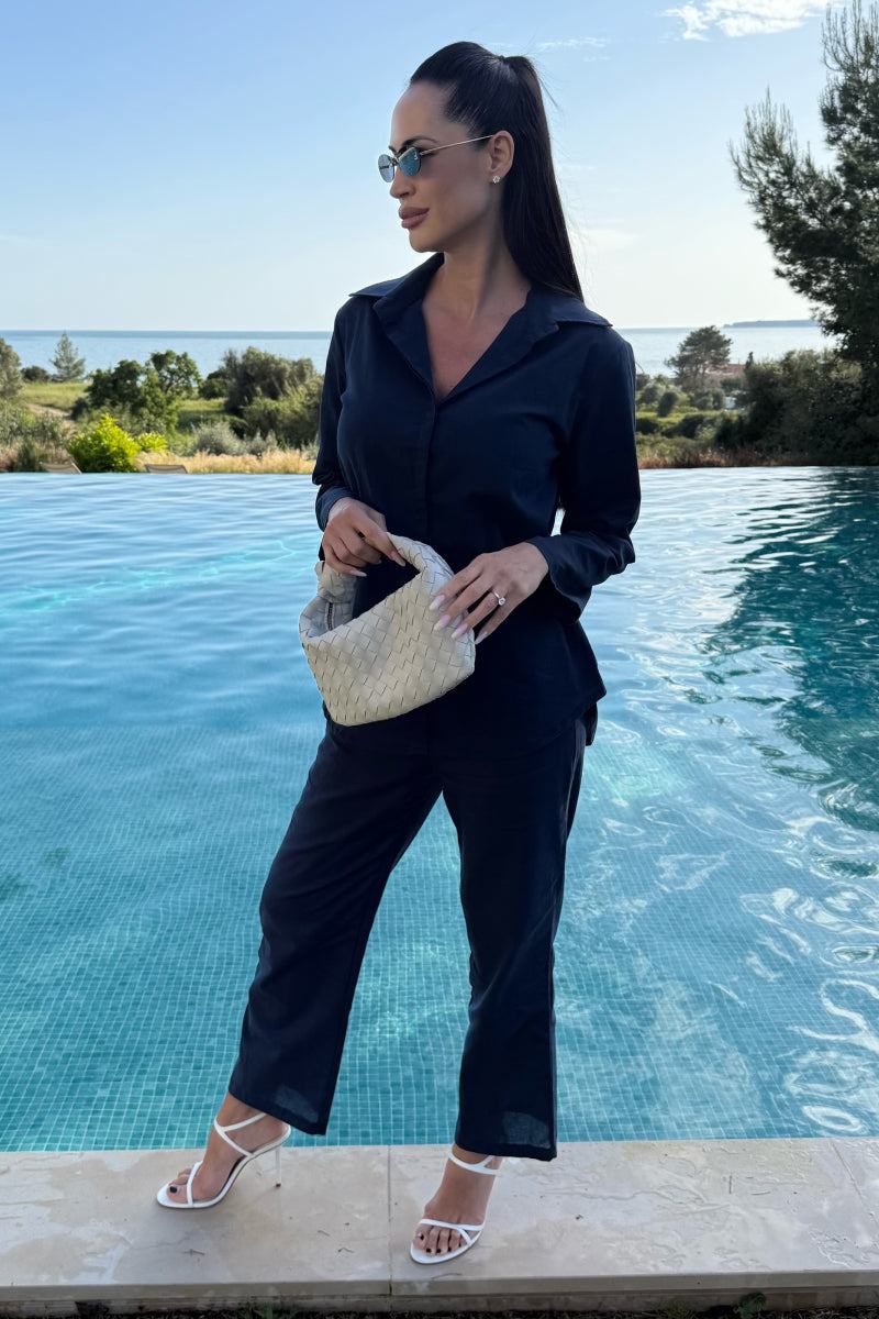 Adelaide™ – Oversized Cotton Shirt & Wide-Leg Pants Co-Ord Set