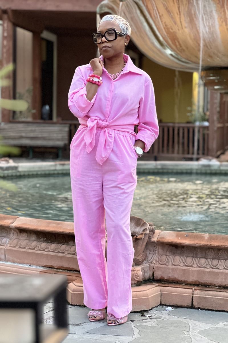 Adelaide™ – Oversized Cotton Shirt & Wide-Leg Pants Co-Ord Set